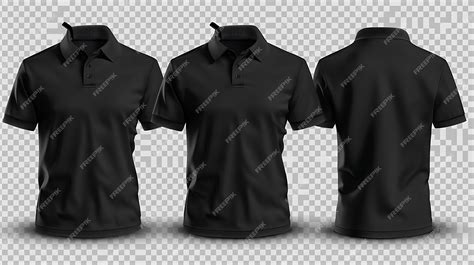 Premium Photo Black Polo Shirt Mockup Front Side And Back Views Design Template For Branding