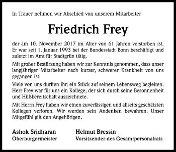 Traueranzeigen Von Friedrich Frey WirTrauern