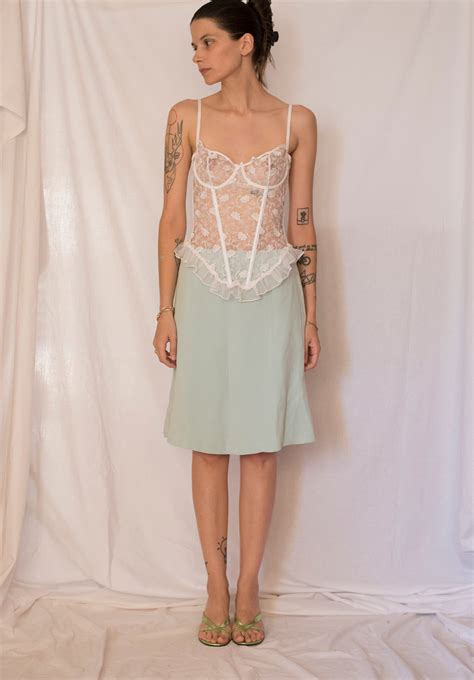 S Floral Embroidered Lace Lingerie Corset In White Etsy