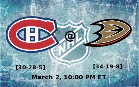 NHL: Canadiens vs. Ducks @ Anaheim - BetMoose