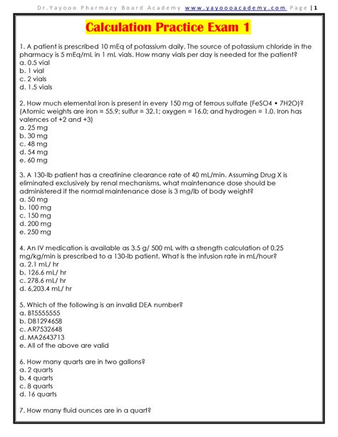 Dosage Calculation Worksheets With Answers