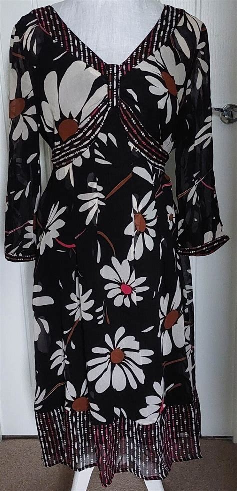 Monsoon Floral Print Dress With Separate Slip Size 14 Ebay