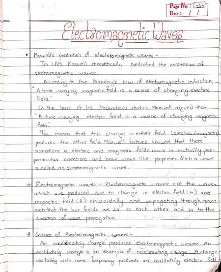 Electromagnetic Waves Class Physics Handwritten Notes