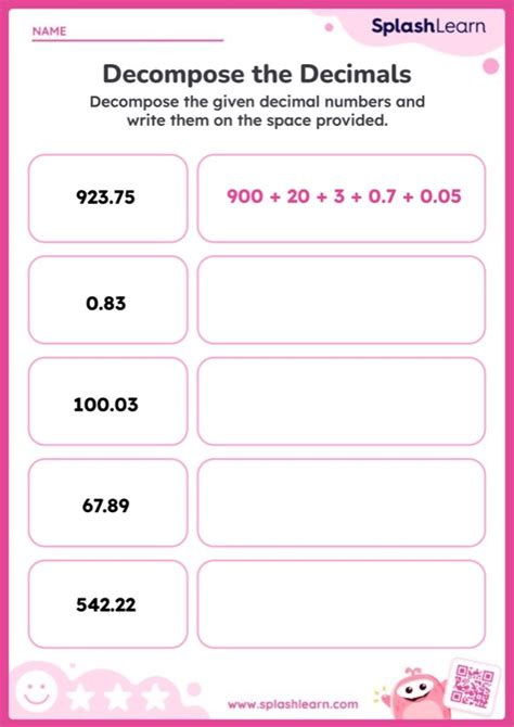 Free Printable Read And Write Decimals Worksheets Splashlearn