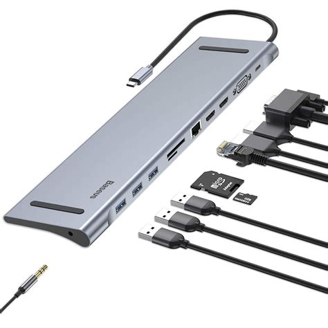 Baseus 10 In 1 USB PD Type C Hub 2x HDMI Adapter For MacBook Pro