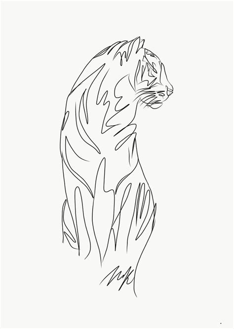 @nataliemkim art #onelinetattoo tiger one line drawing, graphic design ...