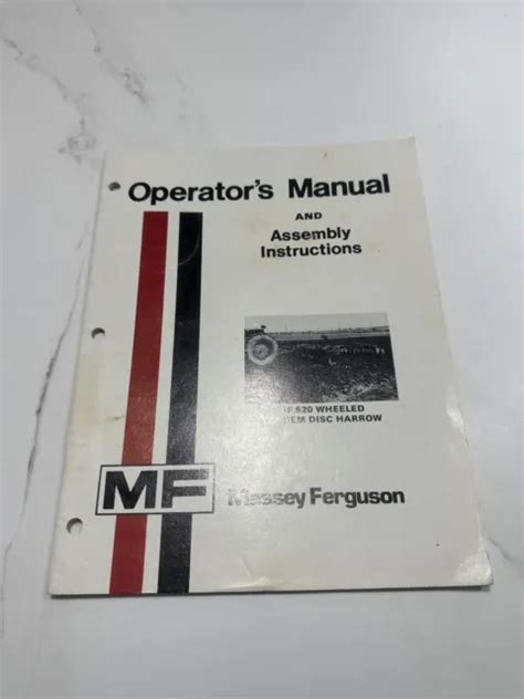 Massey Ferguson Mf Wheeled Tandem Disc Harrow Operators Manual