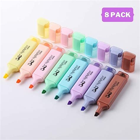 Mr. Pen- Pastel Highlighter, 8 pcs, Tank Style, Chisel Tip ...