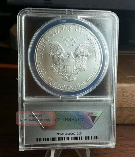 S Us Silver Eagle First Day Of Issue Anacs Ms