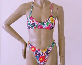 Thong Bikini Bottom And Sliding Halter Top In Mosaic By Harajuku