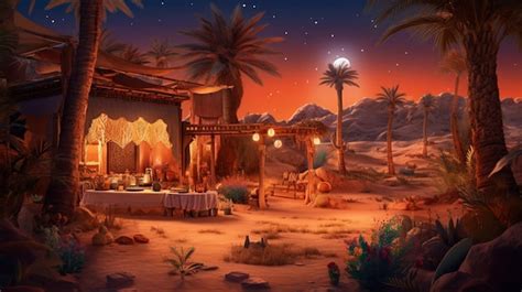 Premium AI Image | Arabian Nights Desert Oasis