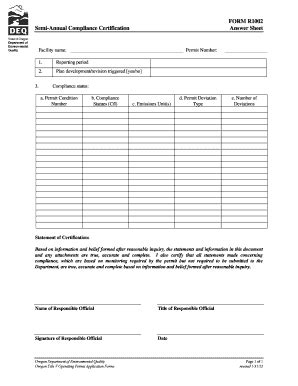 Fillable Online Deq State Or Semi Annual Compliance Certification Form