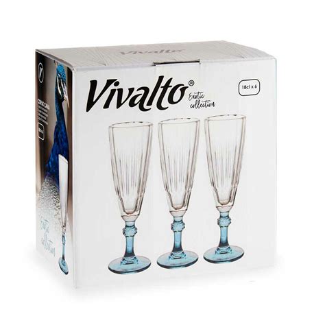 Vivalto Champagneglazen Exotic Collection Set X Op Blauw Voet Ml