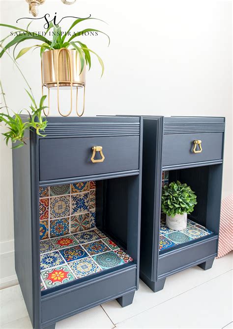 Nightstand Set With Faux Tiles Salvaged Inspirations