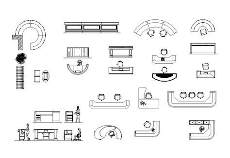 Reception Desks Detail Elevation 2d View Cad Furniture Layout File