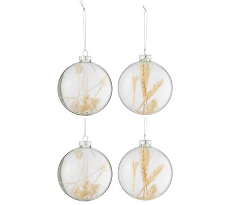 Lot De 4 Boules De Noël brindilles 10cm Transparent Décoration de