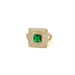 Inel Cu Piatra Verde Din Aur Galben 14K Green Stone Gold Jewellery