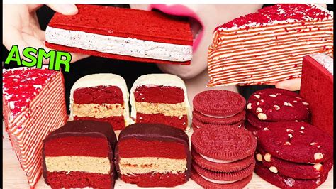 Asmr Red Velvet Cake Pop Crepe Cake Oreo Cookies