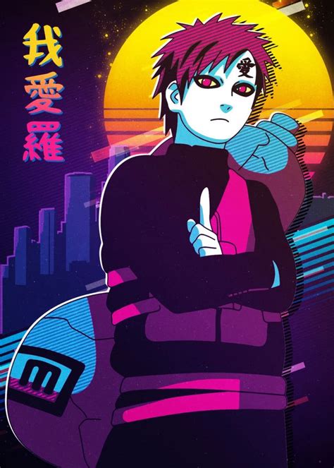 Gaara Poster Art Print By 80sRetro Displate Naruto Uzumaki Art