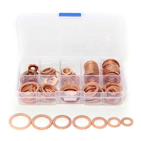 Pcs Sizes Solid Copper Washers Sump Plug Assorted Washer Kit