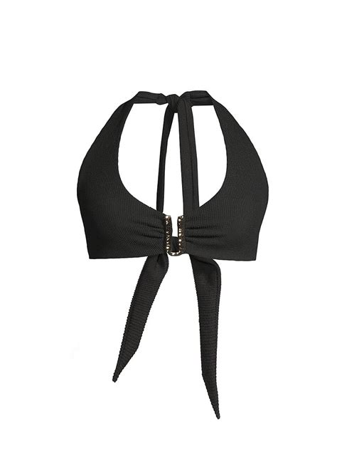 CHANGE OF SCENERY Melissa Halterneck Bikini Top Black Texture Editorialist