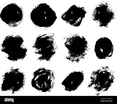 Painted Round Grunge Brush Strokes Vector Collection Hand Drawn Ink