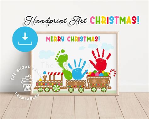 Gingerbread Train Handprint Art Preschool Craft Christmas Etsy