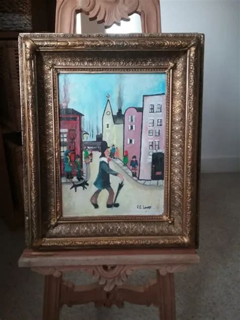 Vintage Original Oil Painting After Ls Lowry Heavy Gilt Frame 12×9