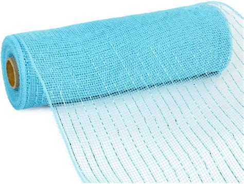 Amazon Deco Poly Mesh Ribbon Turquoise Metallic With Turquoise