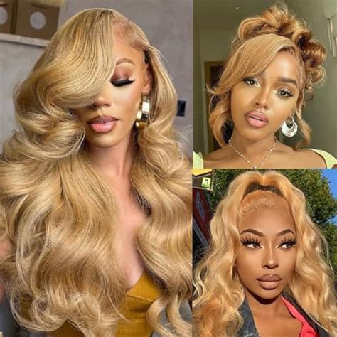 Amazon 180 Density 13x6 Ash Blonde Lace Frontal Wig Human Hair Honey Blonde Body Wave