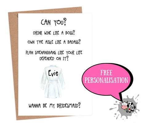 Notecards And Greeting Cards Funny Bridesmaid Proposal Card Bridesmaid Definition