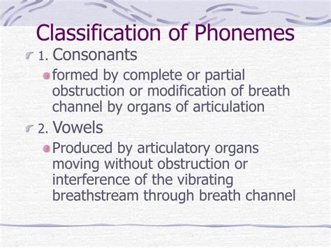 Ppt Classification Of Phonemes Powerpoint Presentation Free Download