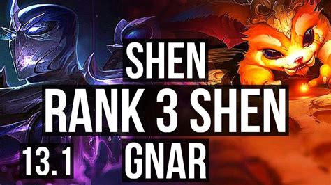 Shen Vs Gnar Top Rank Shen Kr Master Youtube