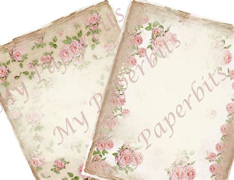 Digital Vintage Shabby Pink Rose Pink Rose Digital Junk Etsy