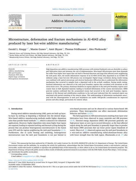 PDF Microstructure Deformation And Fracture Mechanisms In Al Alloy Produced By Laser Hot
