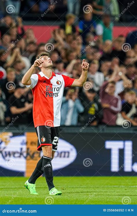 Mexican Player Of Feyenoord Player Santiago Gimenez Celebrates His Goal