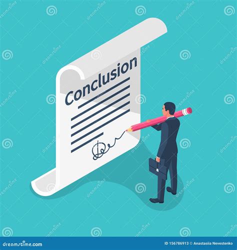 Businessman Writes Conclusion, Report Concept. Stock Vector ...