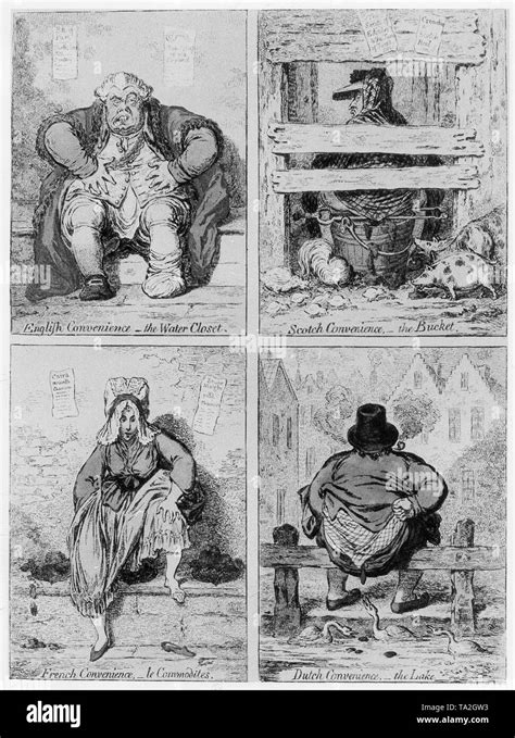 Four Types Of The Toilets In Various Countries Circa 18th Century In