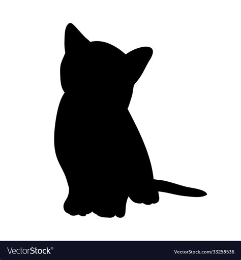 Isolated Black Silhouette Cat Sitting Royalty Free Vector