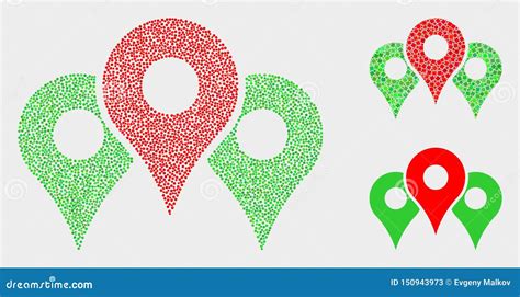 Dotted Vector Map Markers Icons Stock Vector Illustration Of