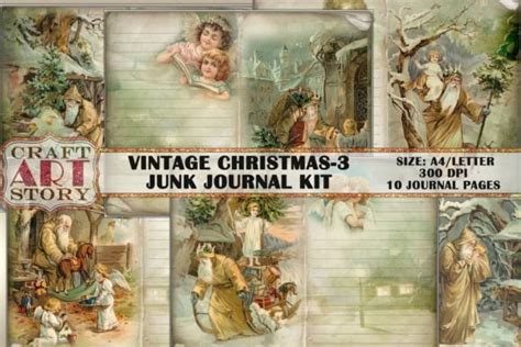 Vintage Christmas Junk Journal Pages Graphic By Craftartstory · Creative Fabrica