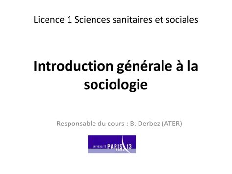 Introduction G N Rale La Sociologie Licence Sciences Sanitaires Et