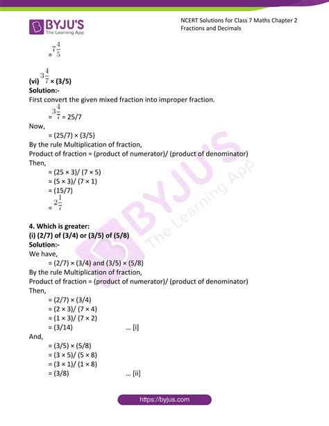 Ncert Solutions For Class Maths Exercise Chapter Fractions And