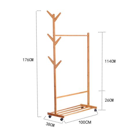 Rak Pakaian Baju Daripada Kayu Buluh Rekaan Moden 100cm Modern Bamboo