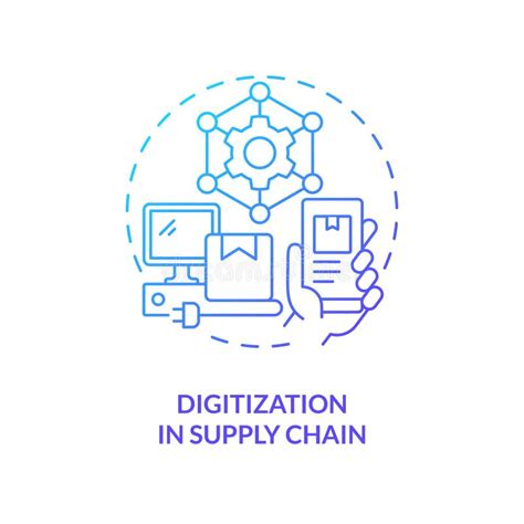 Digitization In Supply Chain Blue Gradient Concept Icon Stock Vector