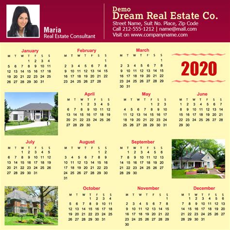 5x5 Square Corners Real Estate Calendar Magnet 20 Mil Calendar Magnets