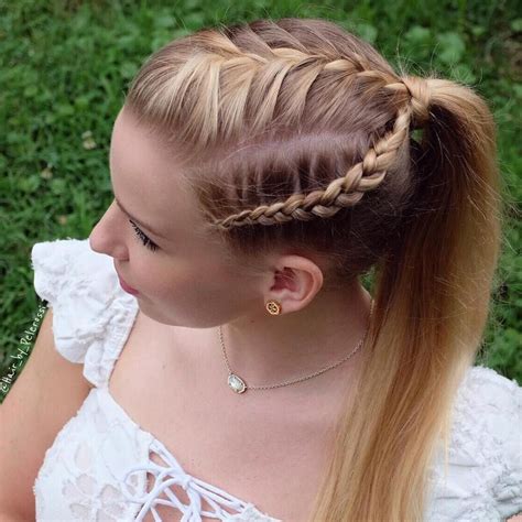 Ponytail With Three Braids Boxer Braids Hairstyles Braided Ponytail