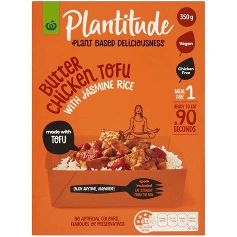 Woolworths Plantitude Butter Chicken Tofu With Jasmine Rice 350g Bunch