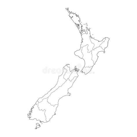 Line Map Of New Zealand Vector Icon Illustration New Zealand Map Stock