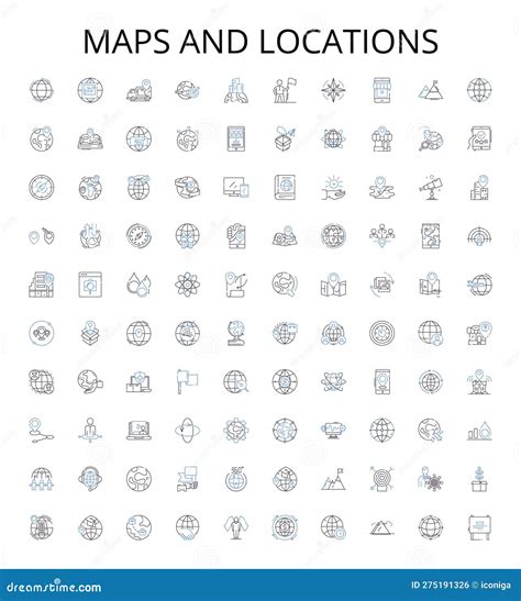 Maps And Locations Outline Icons Collection Maps Locations Geography